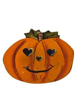 Hand Painted Pumpkin Brooch Pin Halloween Fall Decor Jack O'Lantern Spooky